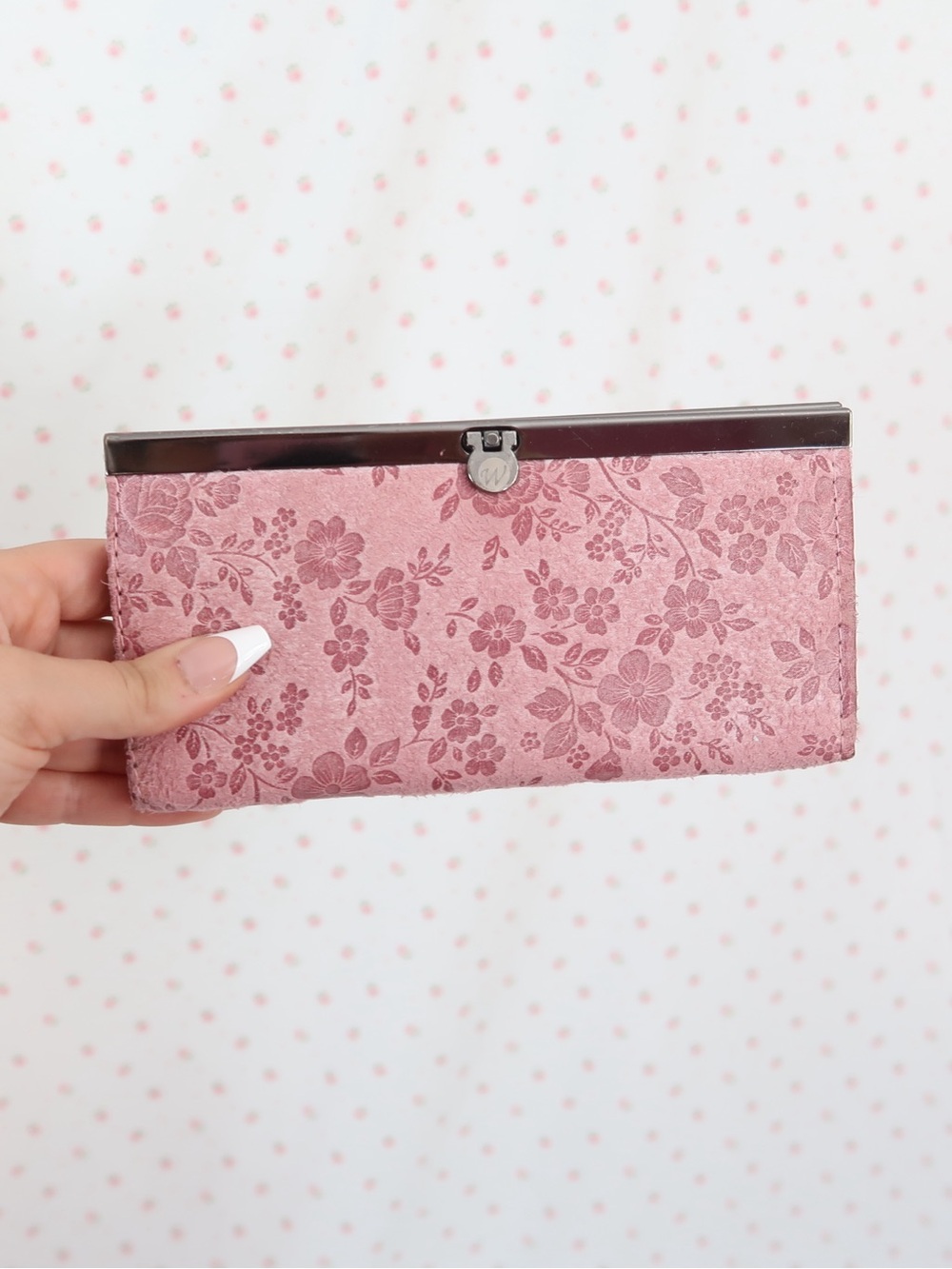 Pink Floral Clutch Wallet - Elegant Women's Bag